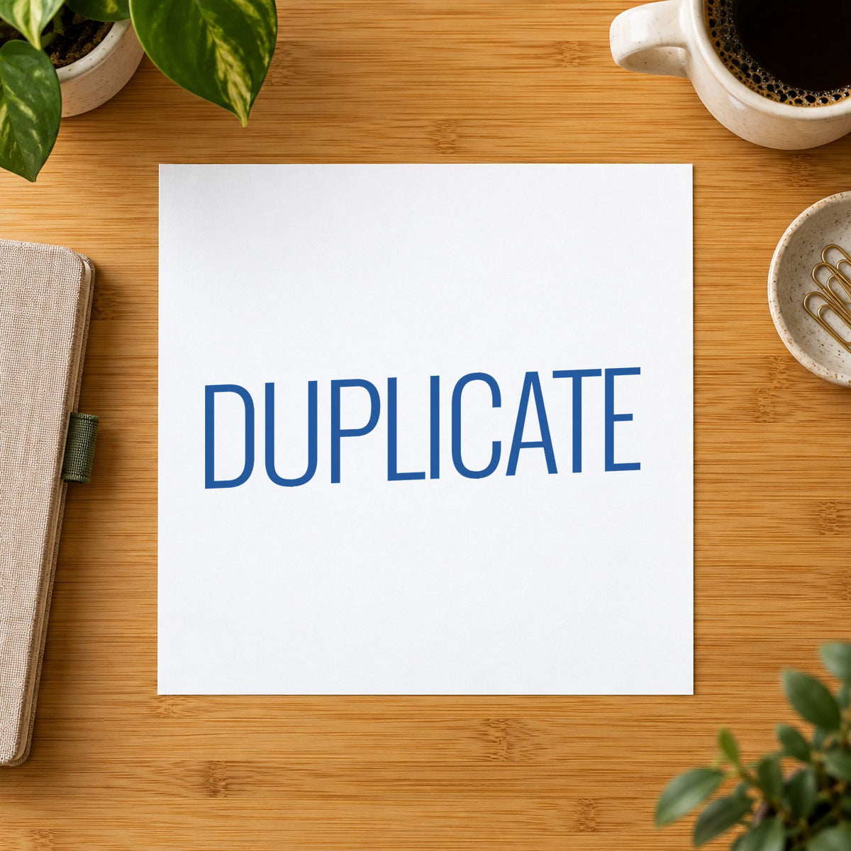 Close view of the "Duplicate" mark left by Xstamper No. 1112