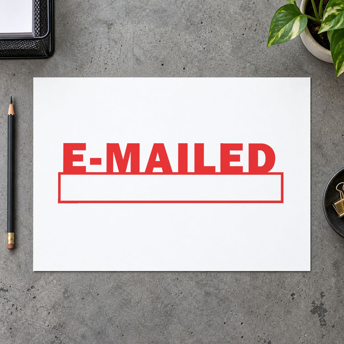 "E-mailed" imprint sized Approximately 1/2 in tall x 1-5/8 in wide on a document page