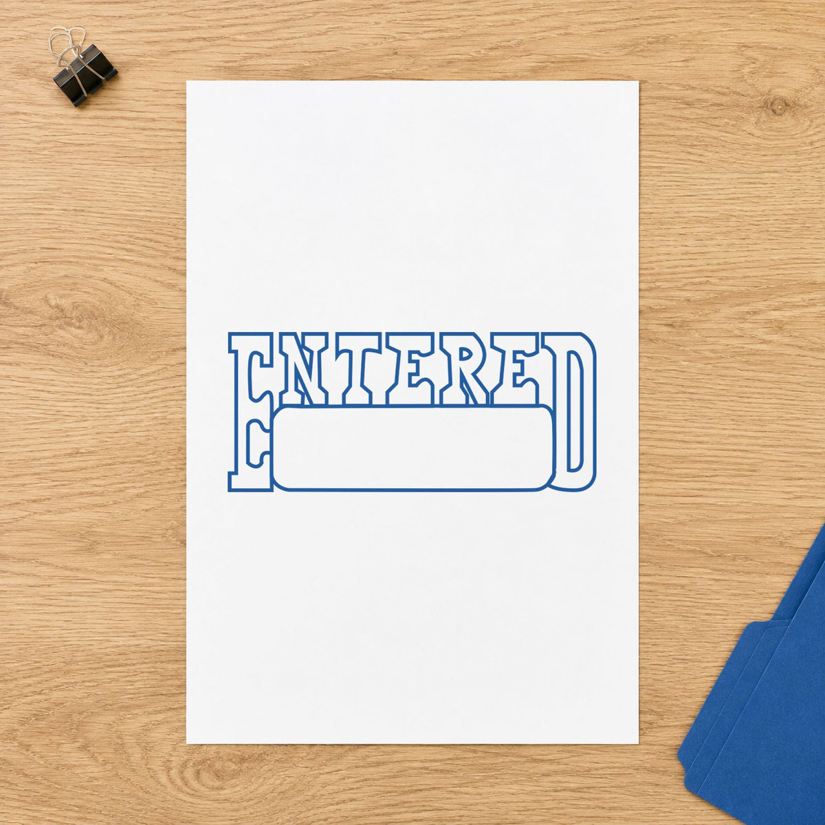 "Date entered" Xstamper No. 1205 stamp shown in everyday handling