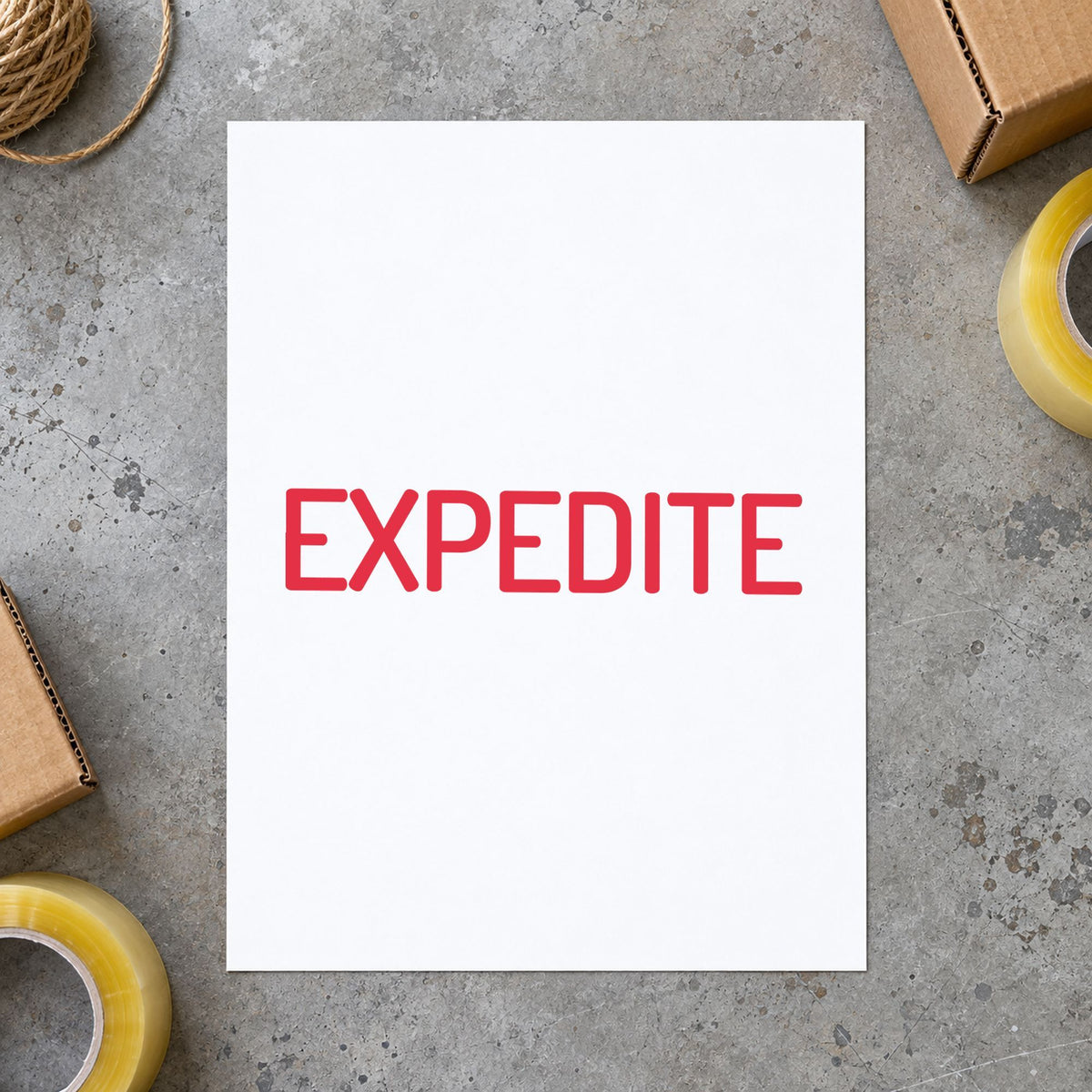 Pre-inked "Expedite" stamp applied to a document, 1/2 x 1-5/8 in impression