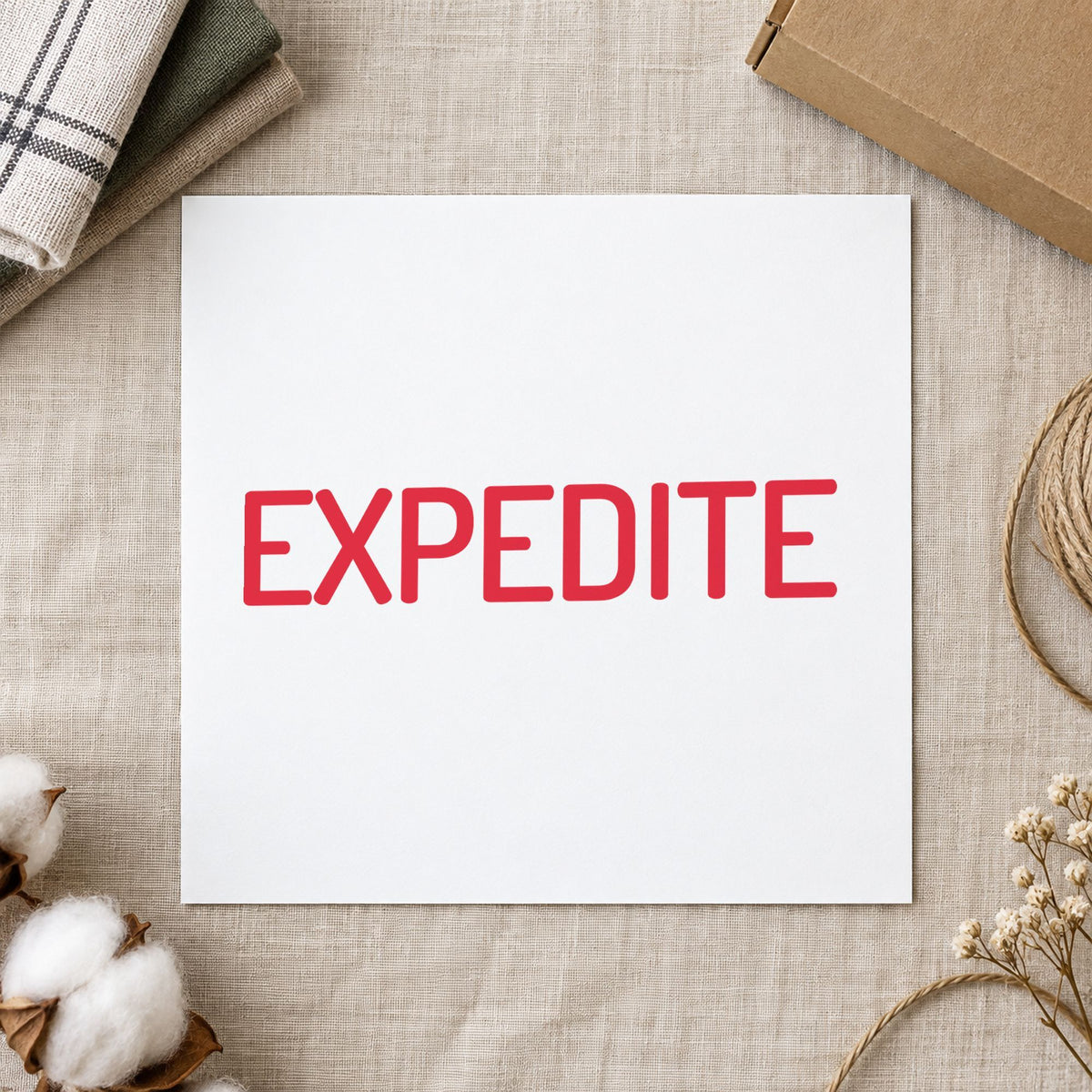 "Expedite" imprint on a printed page, Xstamper No. 1034
