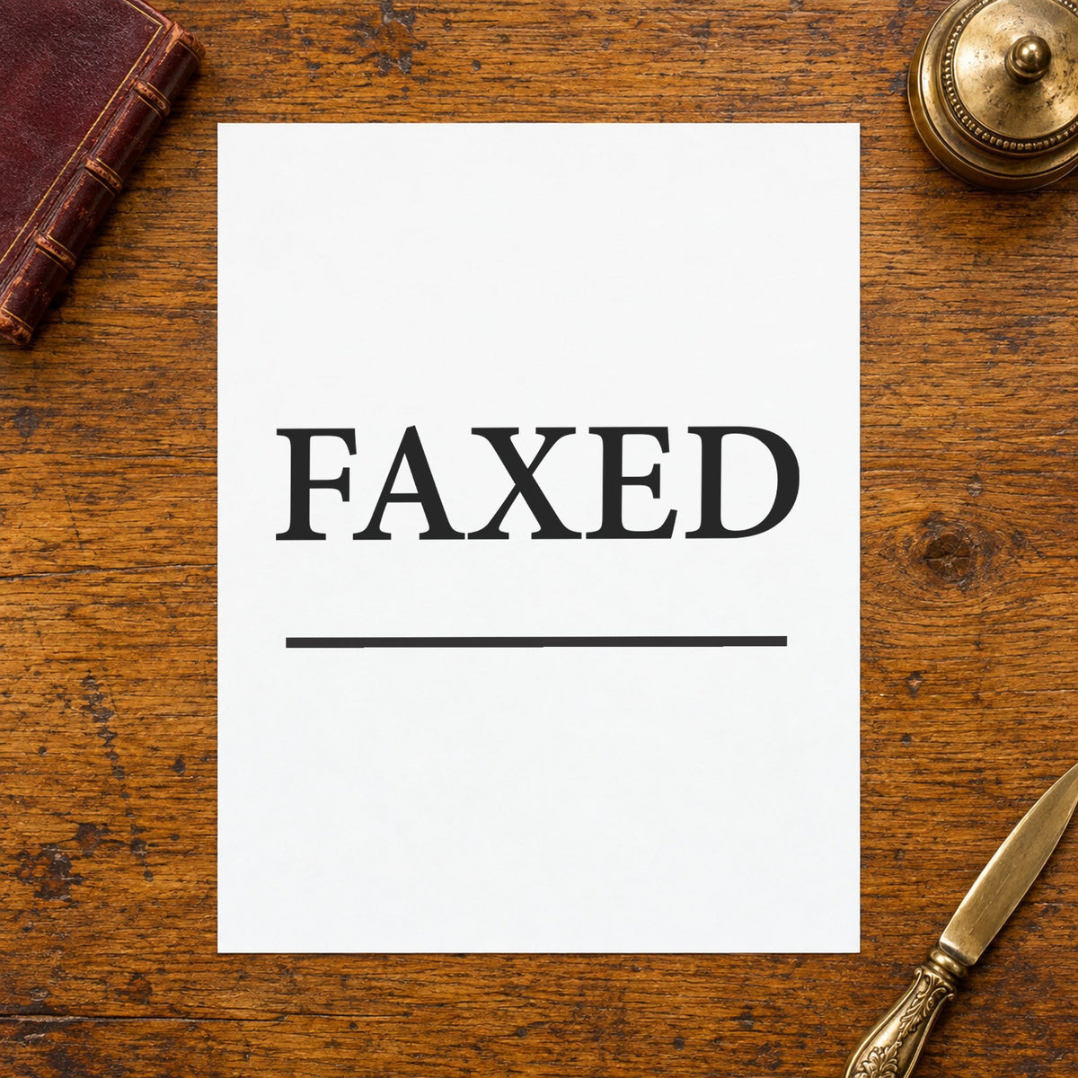 "Faxed" imprint sized Approximately 1/2 in tall x 1-5/8 in wide on a document page