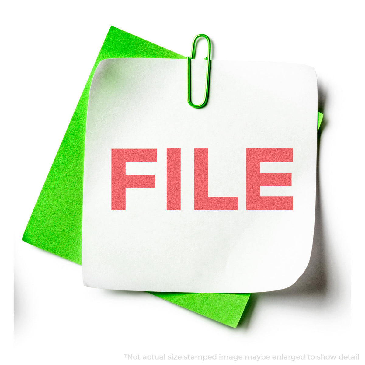 "File" stamp and its crisp 1/2 x 1-5/8 in impression on paper
