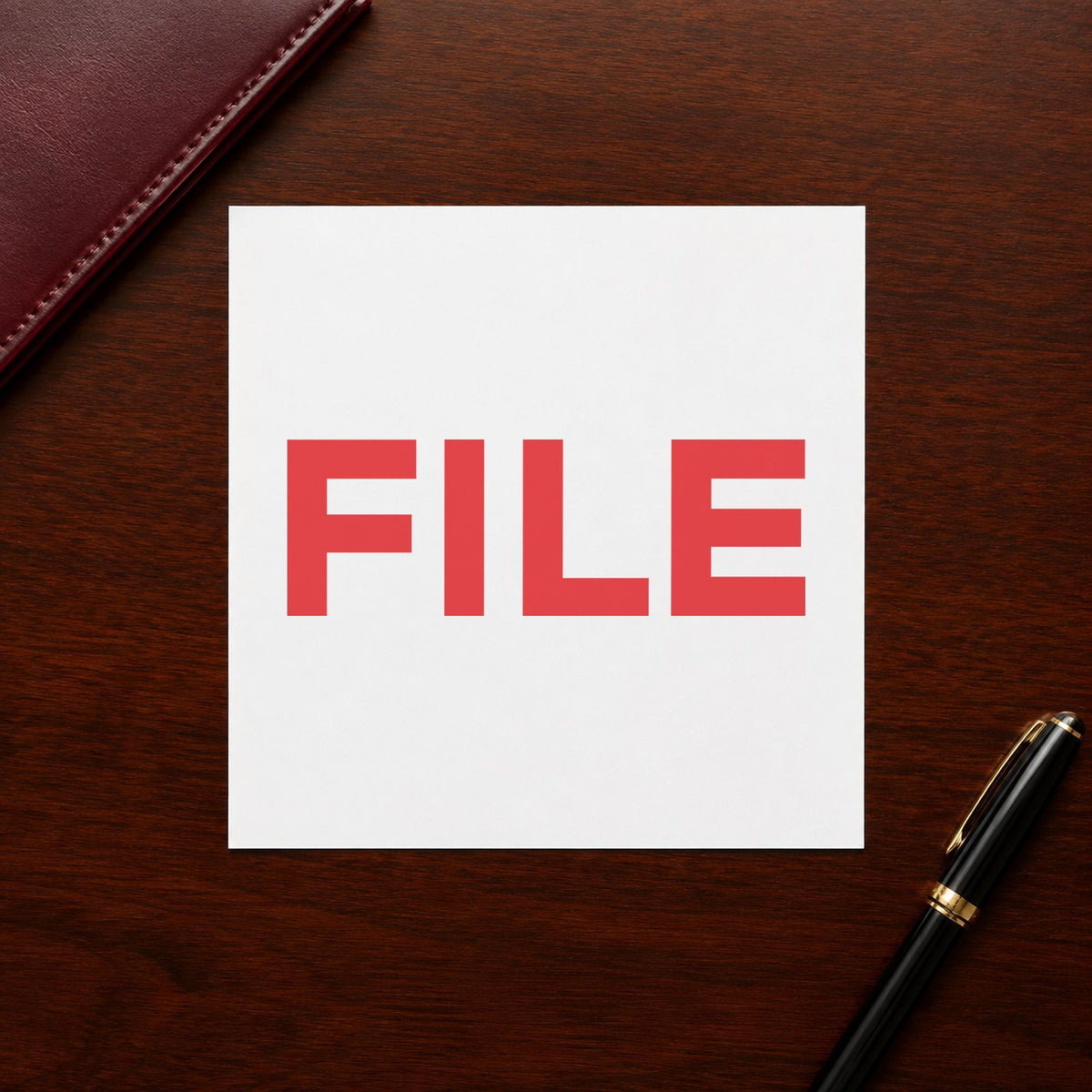 Close view of the "File" mark left by Xstamper No. 1051