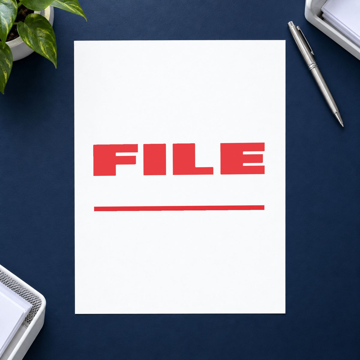 "File" Xstamper stamp at work on everyday office paperwork