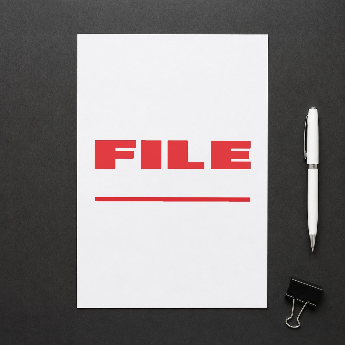 Close view of the "File" mark left by Xstamper No. 1217