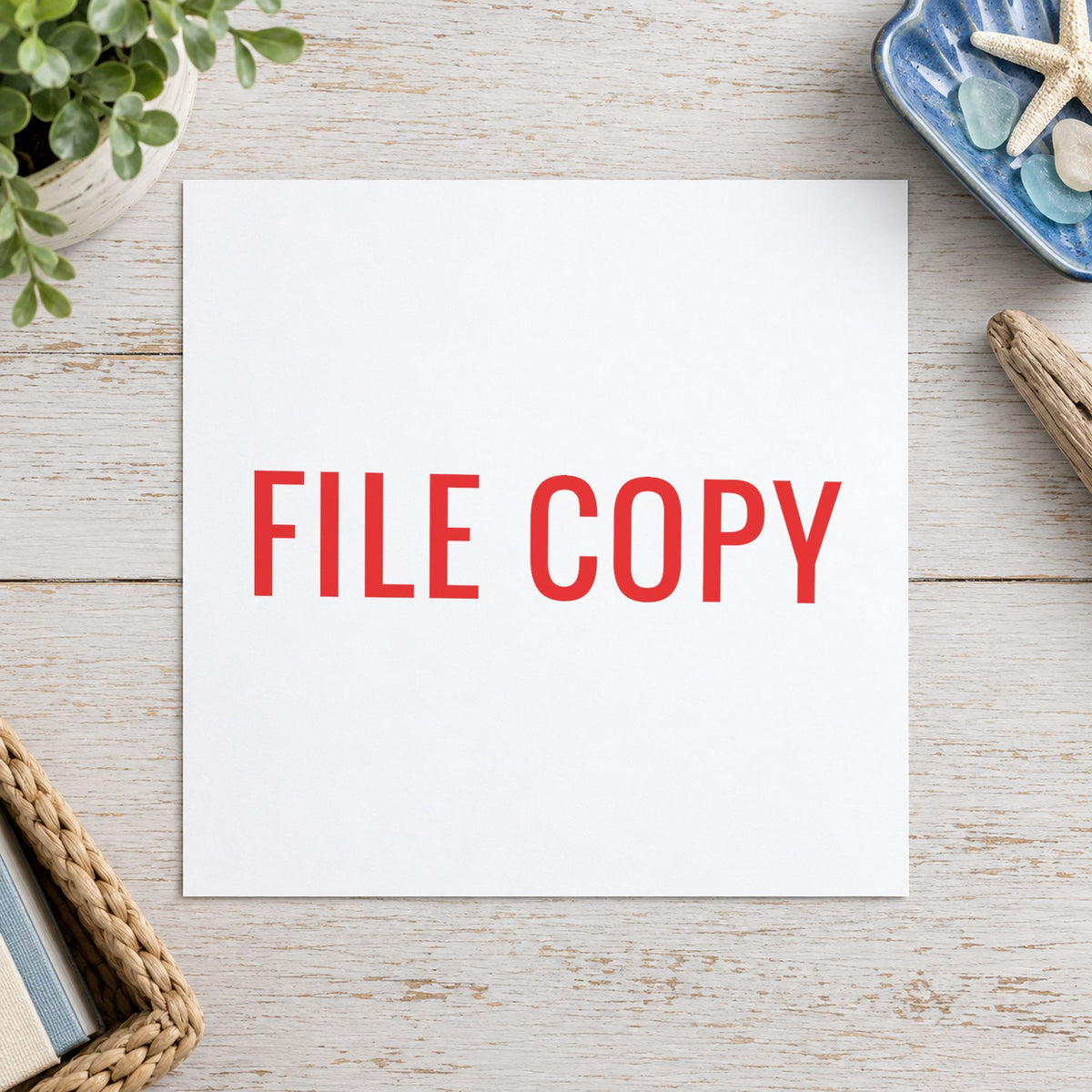 "File copy" Xstamper stamp at work on everyday office paperwork