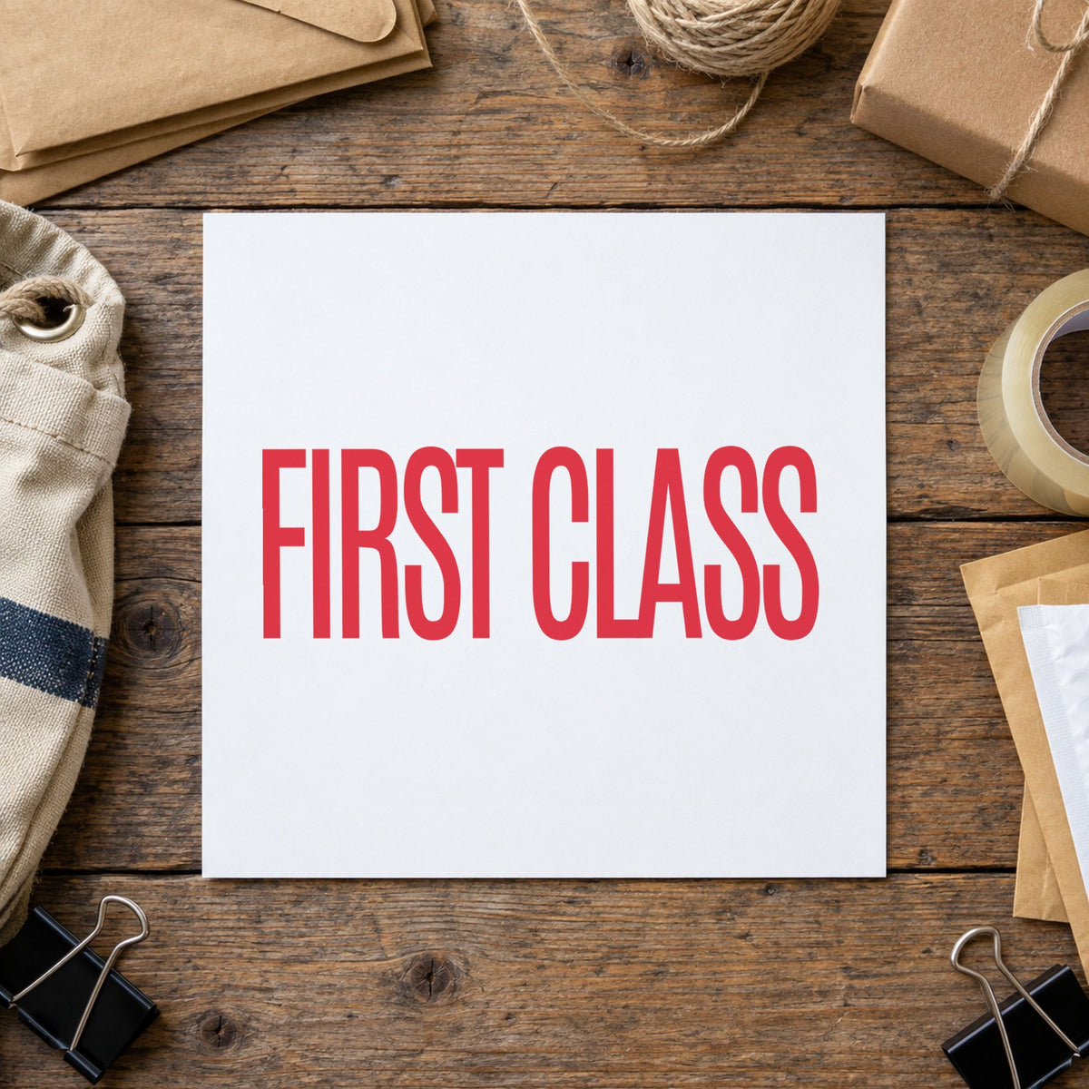 "First class" imprint sized Approximately 1/2 in tall x 1-5/8 in wide on a document page