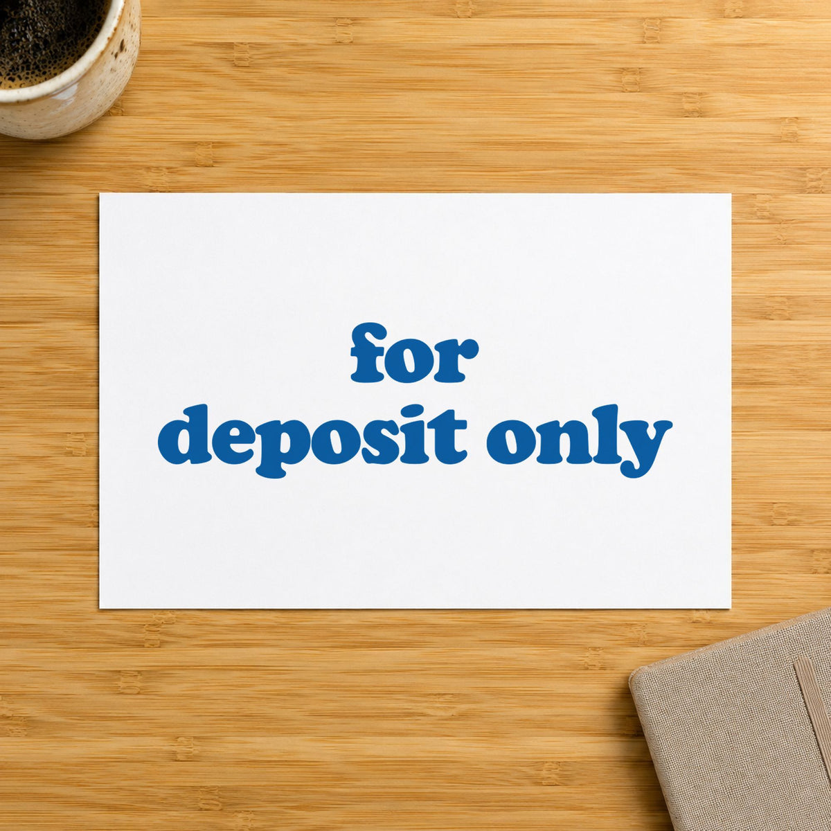 Close view of the "For deposit only" mark left by Xstamper No. 1333