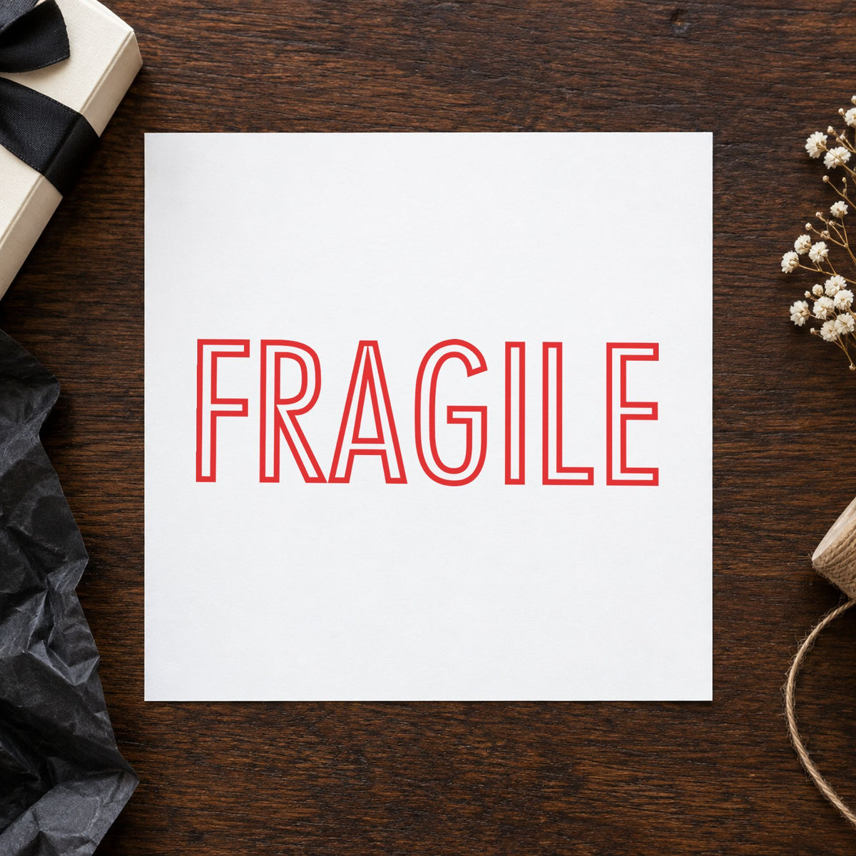 "Fragile" imprint on a printed page, Xstamper No. 1010