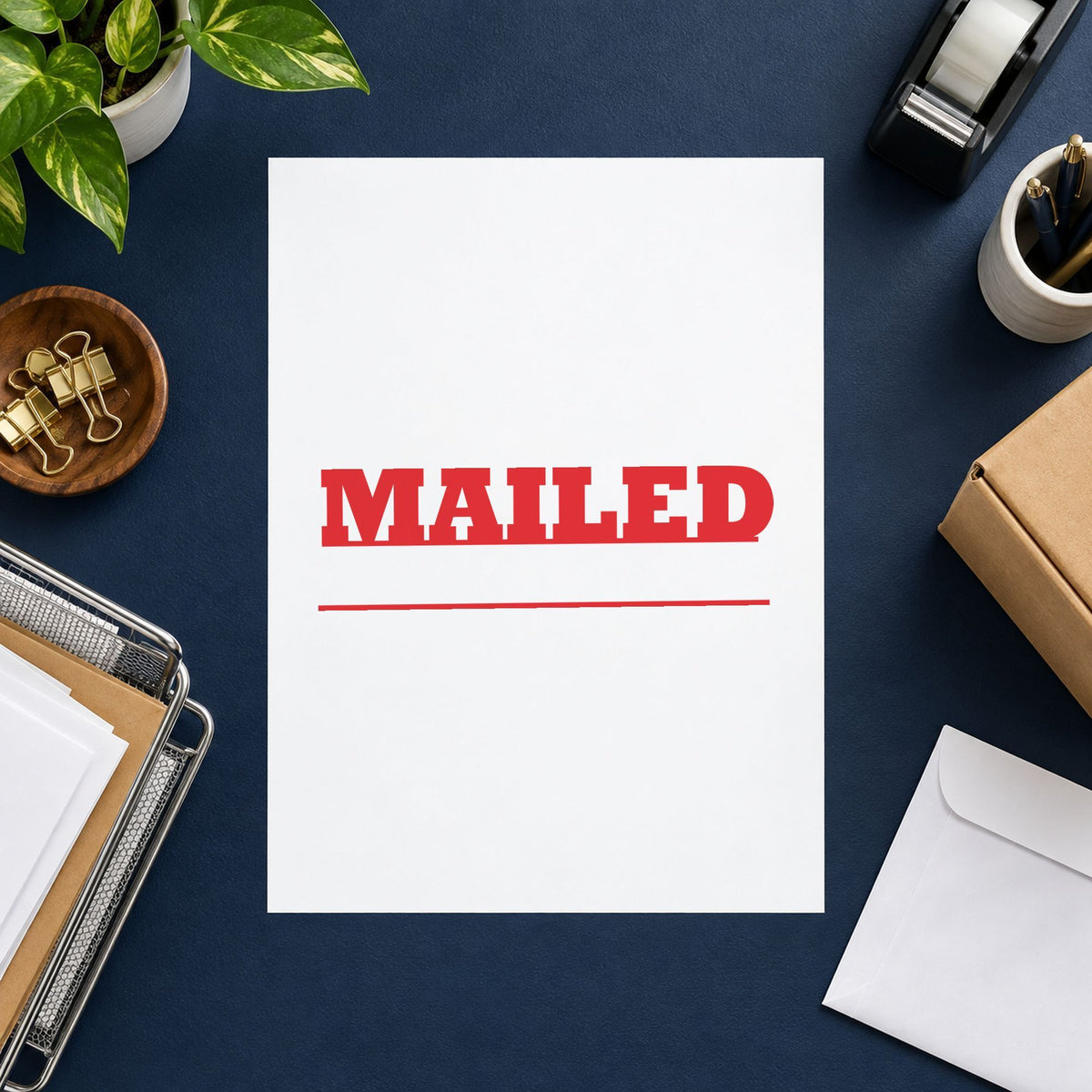 Close view of the "Mailed" mark left by Xstamper No. 1218