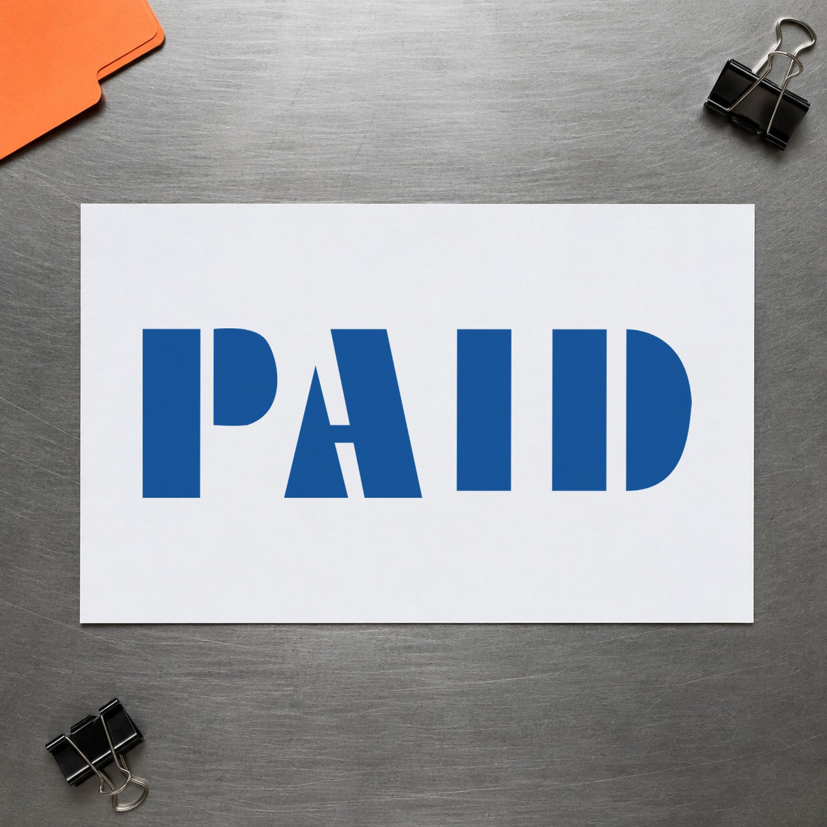 "Paid" imprint sized 1/2 x 1-5/8 in on a document page