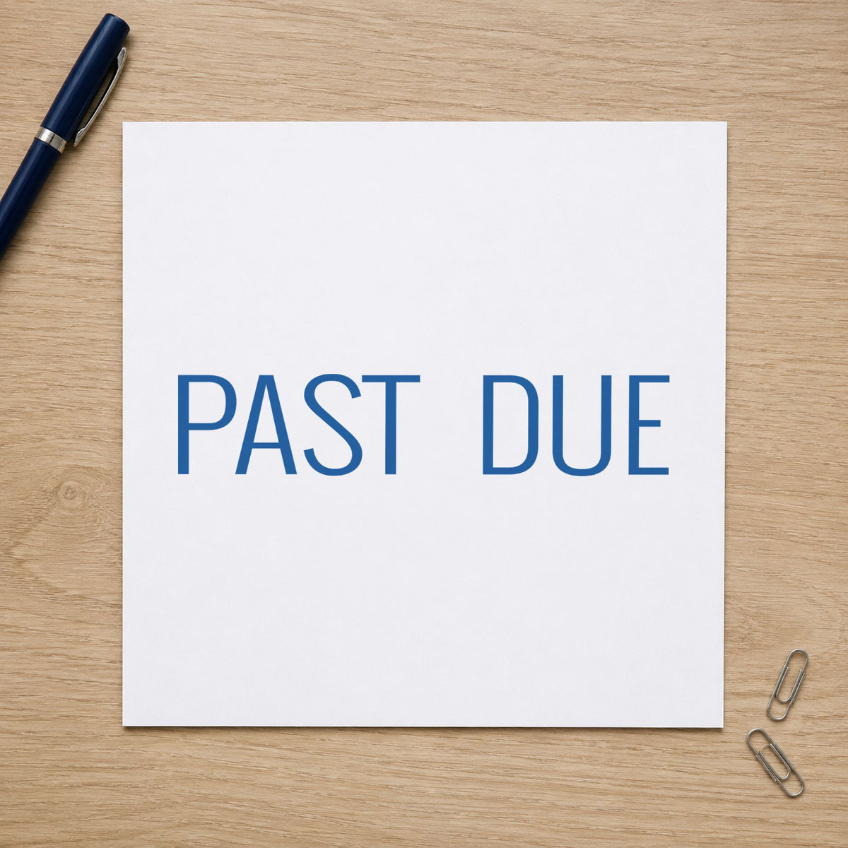 "Past due" imprint on a printed page, Xstamper No. 1127