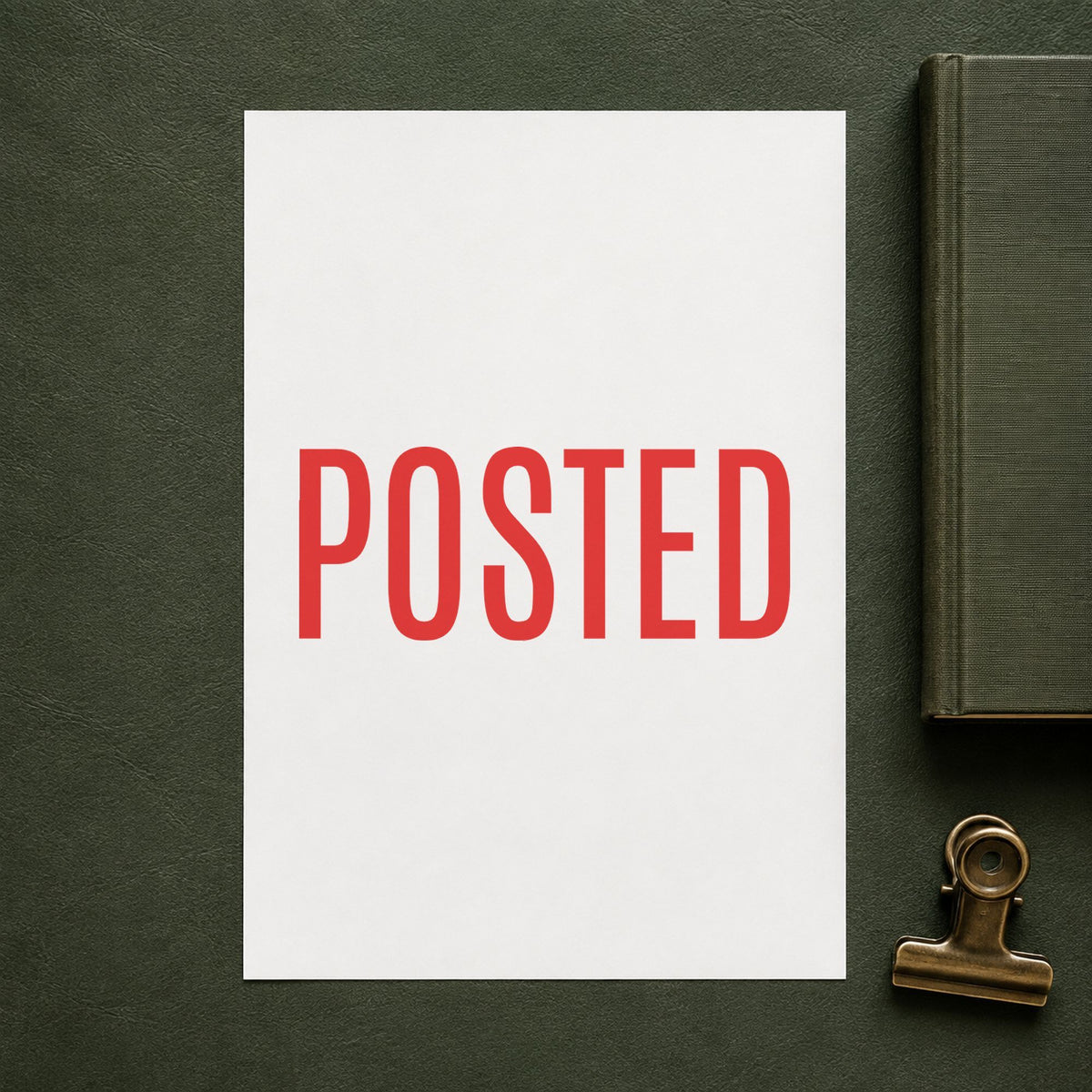 "Posted" Xstamper No. 1047 stamp shown in everyday handling