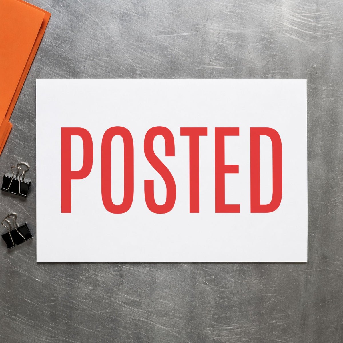 "Posted" imprint sized 1/2 x 1-5/8 in on a document page