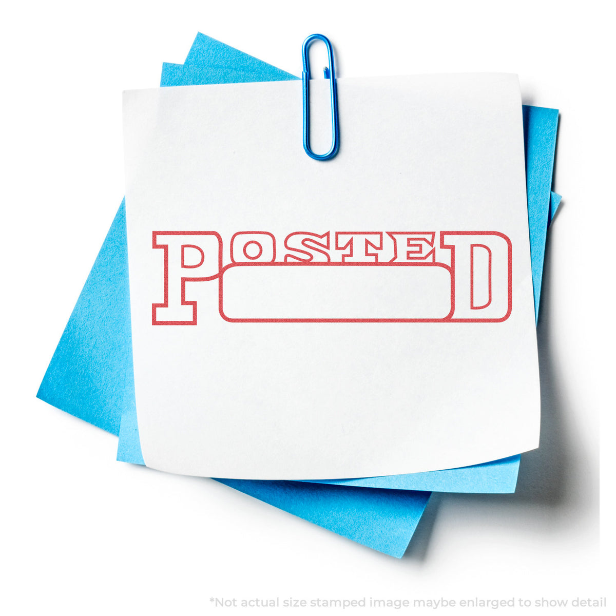 "Date posted" stamp and its crisp Approximately 1/2 in tall x 1-5/8 in wide impression on paper