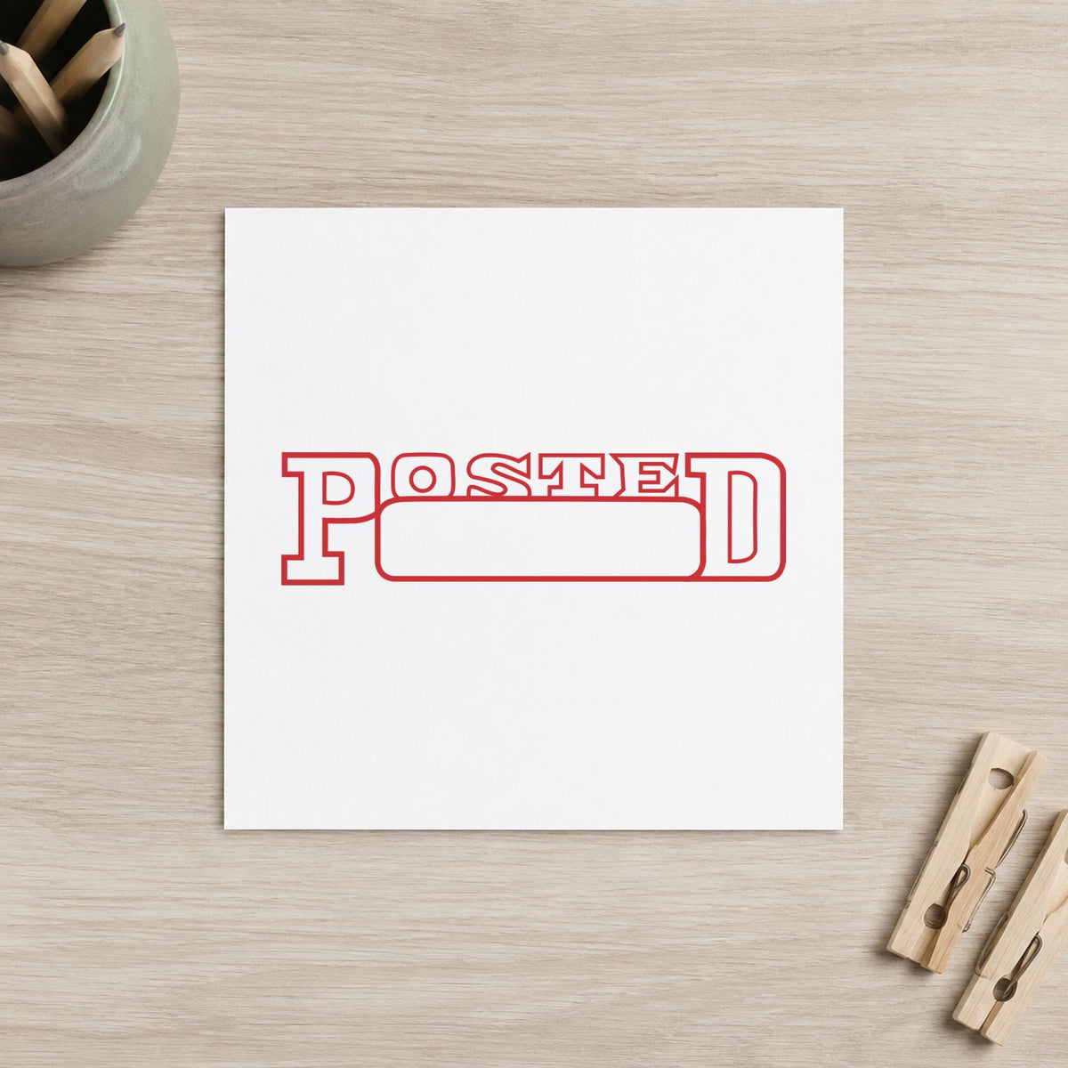 "Date posted" stamp pressed on paper, no separate ink pad needed