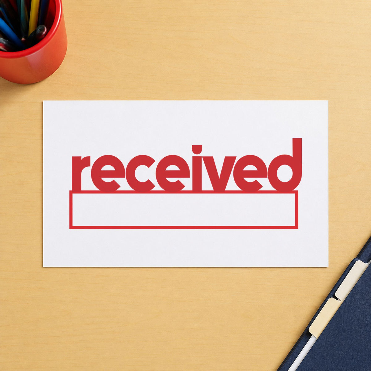 Close view of the "Received" mark left by Xstamper No. 1223