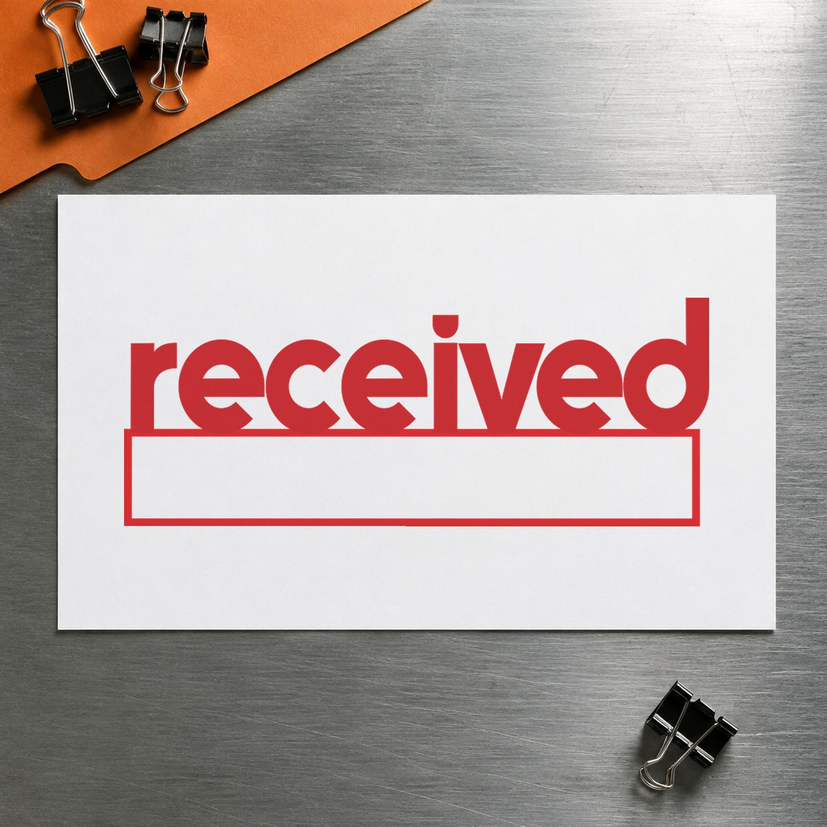 "Received" imprint sized 1/2 x 1-5/8 in on a document page
