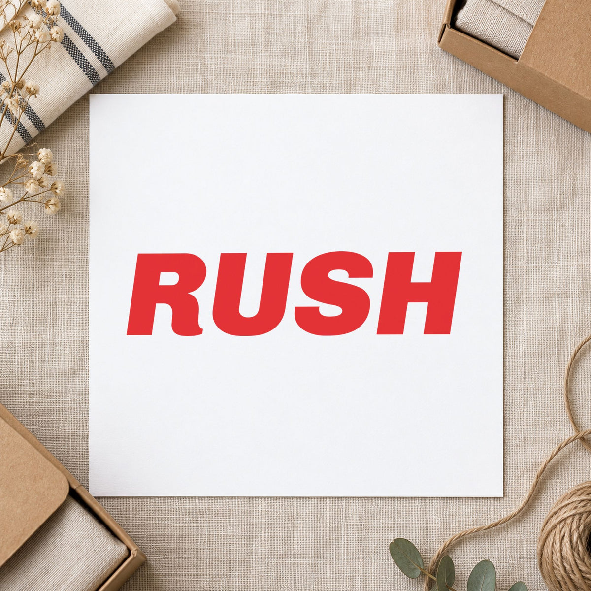 "Rush" imprint sized Approximately 1/2 in tall x 1-5/8 in wide on a document page