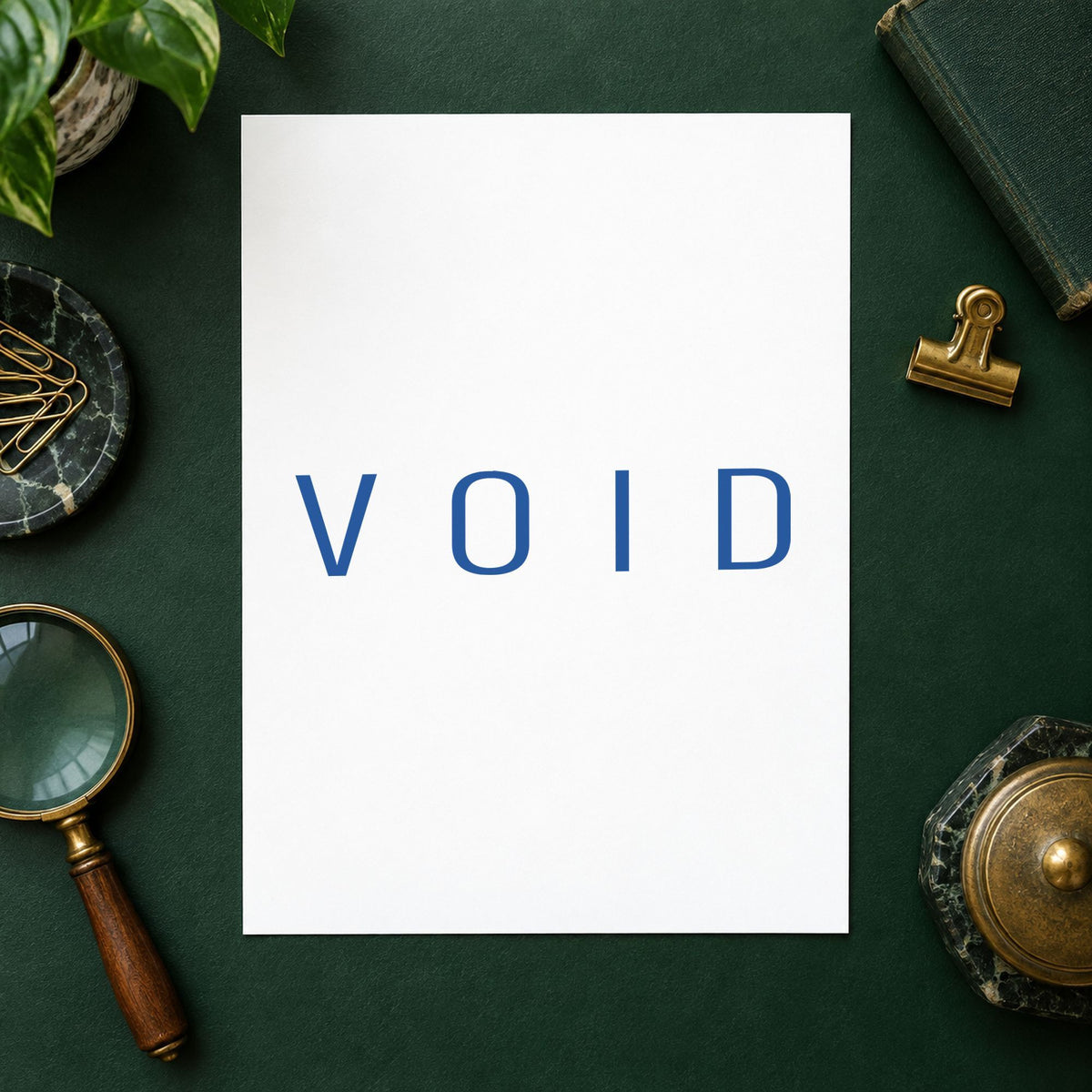 "Void" Xstamper No. 1117 stamp shown in everyday handling