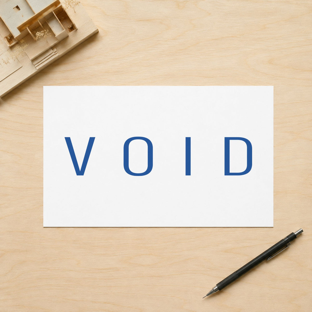 Close view of the "Void" mark left by Xstamper No. 1117