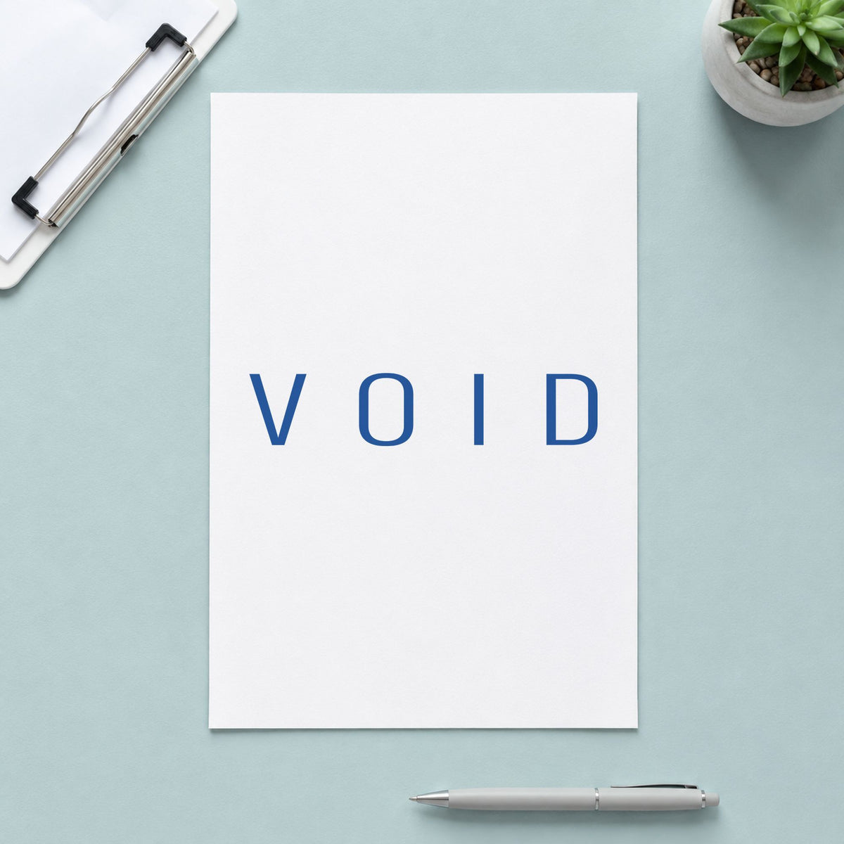 "Void" imprint sized Approximately 1/2 in tall x 1-5/8 in wide on a document page
