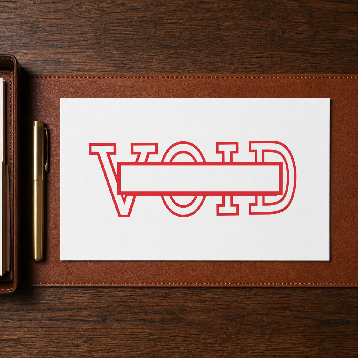 "Date void" stamp pressed on paper, no separate ink pad needed