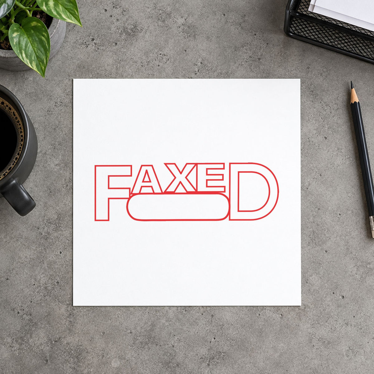 "Date faxed" imprint on a printed page, Xstamper No. 1350