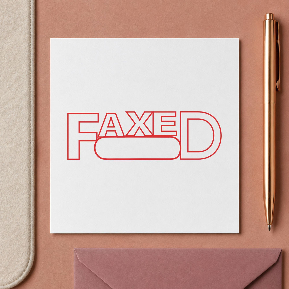 "Date faxed" Xstamper pre-inked stamp beside its rectangle imprint