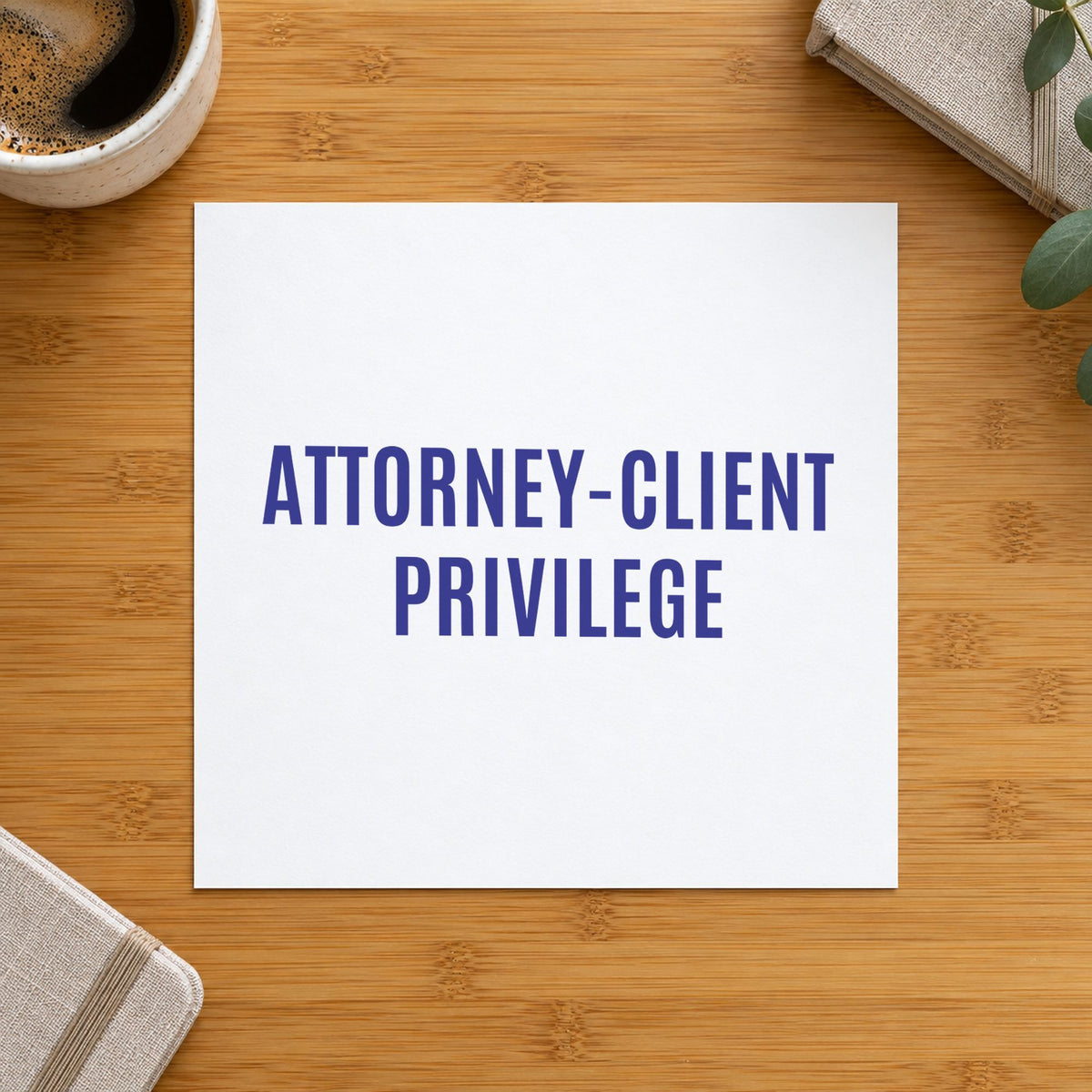 "Attorney-client privilege" stamp pressed on paper, no separate ink pad needed