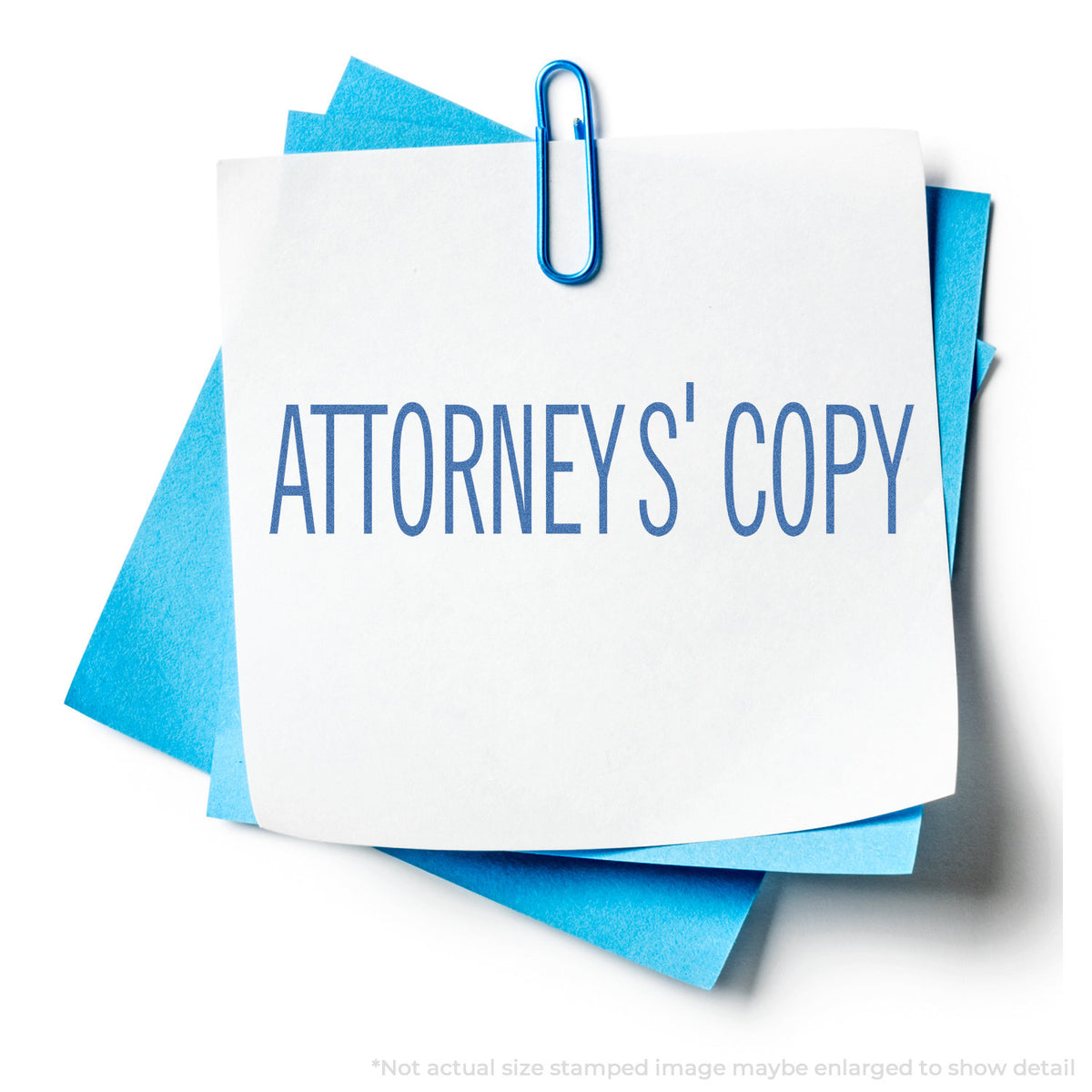 "Attorney's copy" stamp and its crisp 1/2 x 1-5/8 in impression on paper