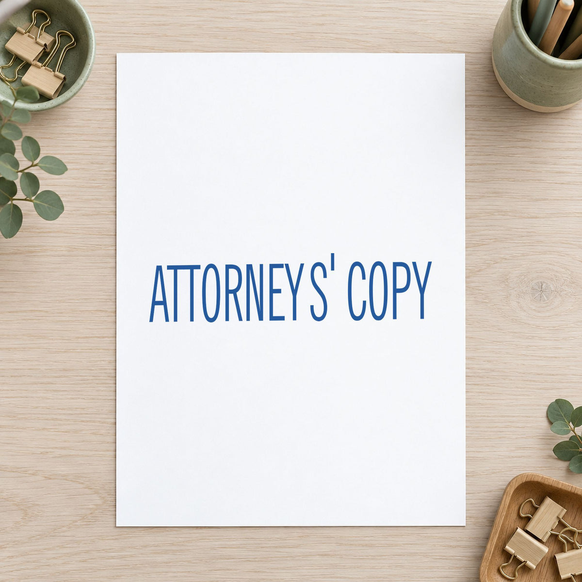 Pre-inked "Attorney's copy" stamp applied to a document, 1/2 x 1-5/8 in impression