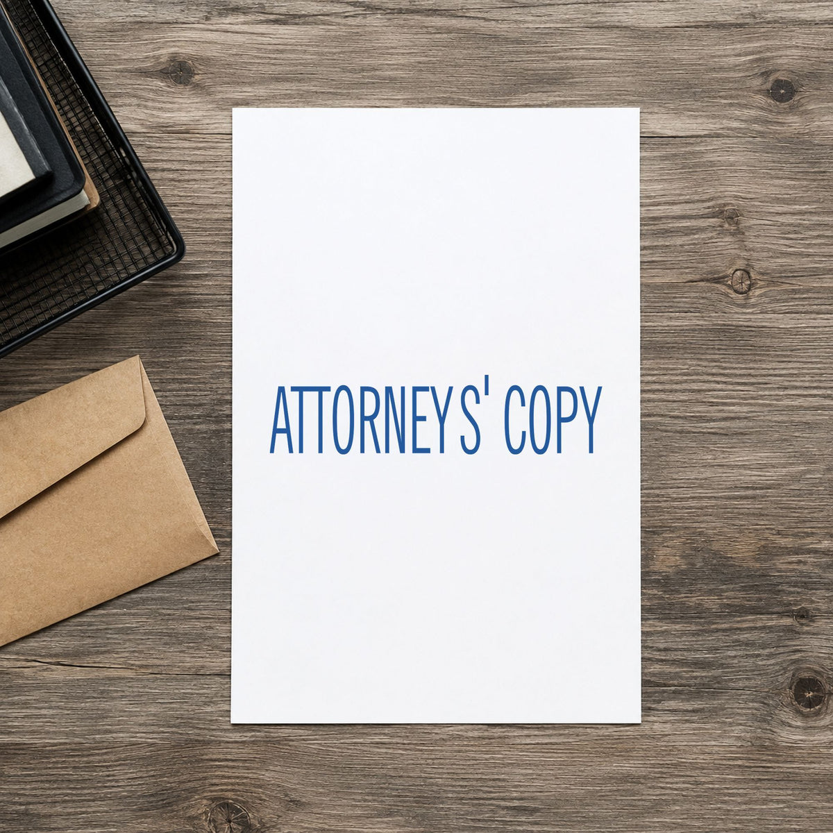 "Attorney's copy" stamp pressed on paper, no separate ink pad needed