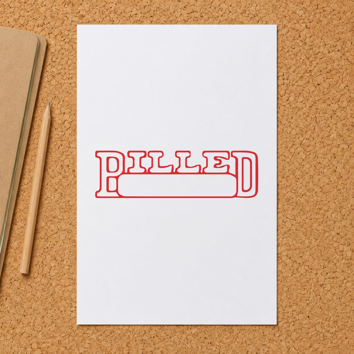 "Billed" imprint on a printed page, Xstamper No. 1208