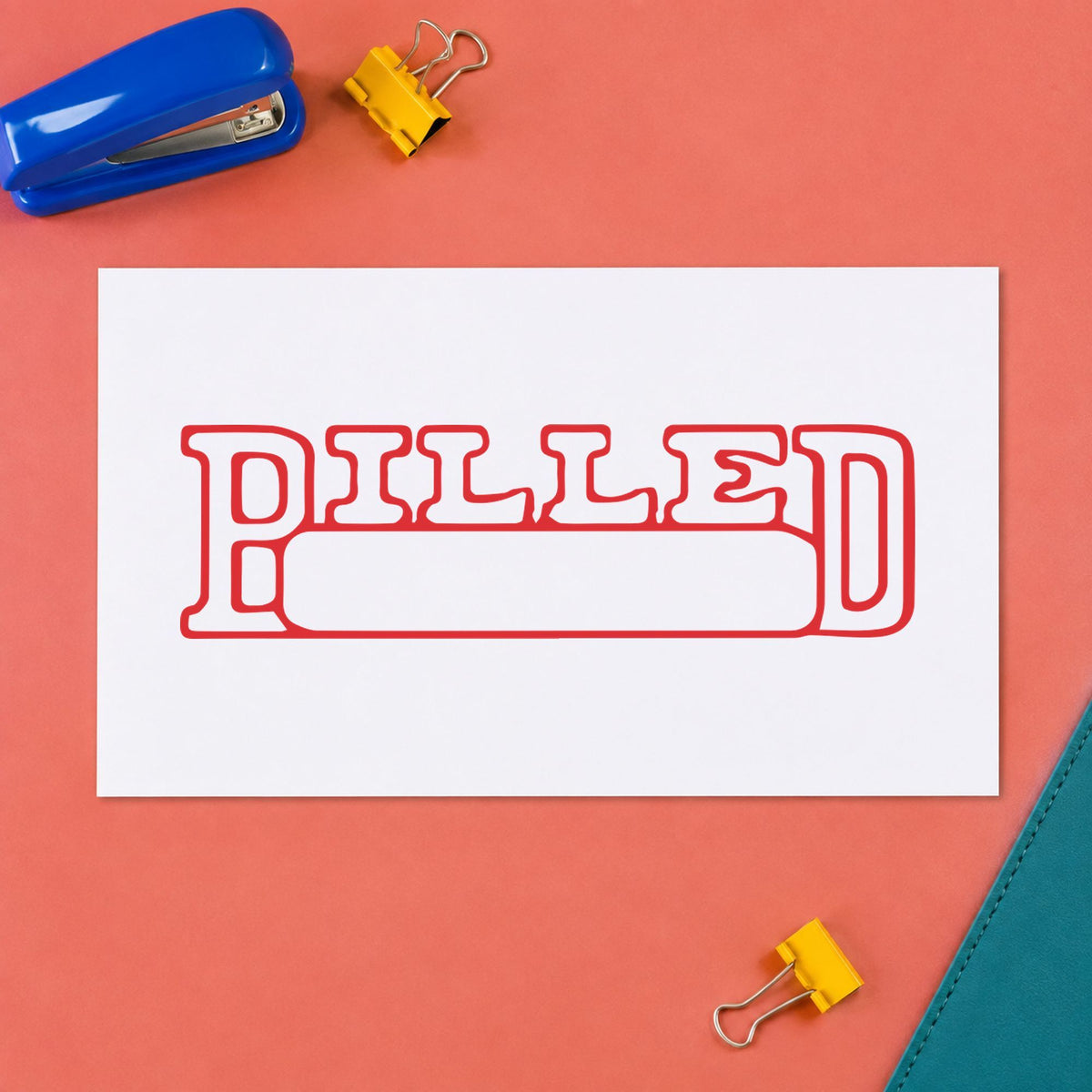 "Billed" Xstamper stamp at work on everyday office paperwork
