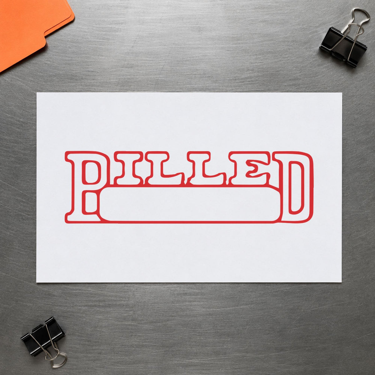 "Billed" stamp pressed on paper, no separate ink pad needed