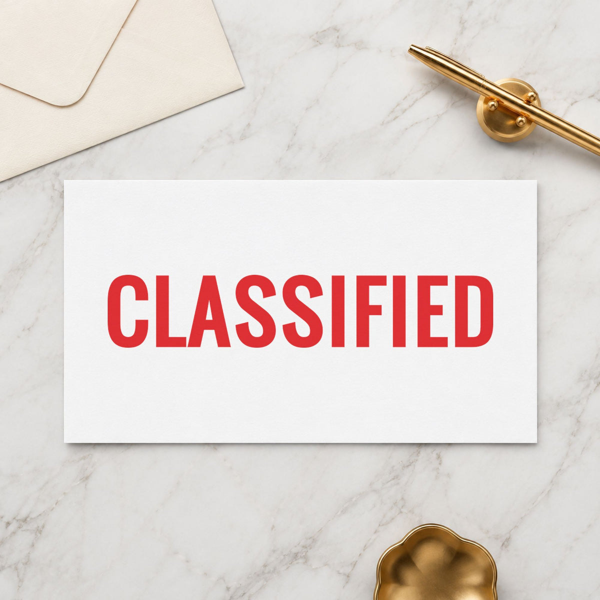 "Classified" Xstamper stamp at work on everyday office paperwork