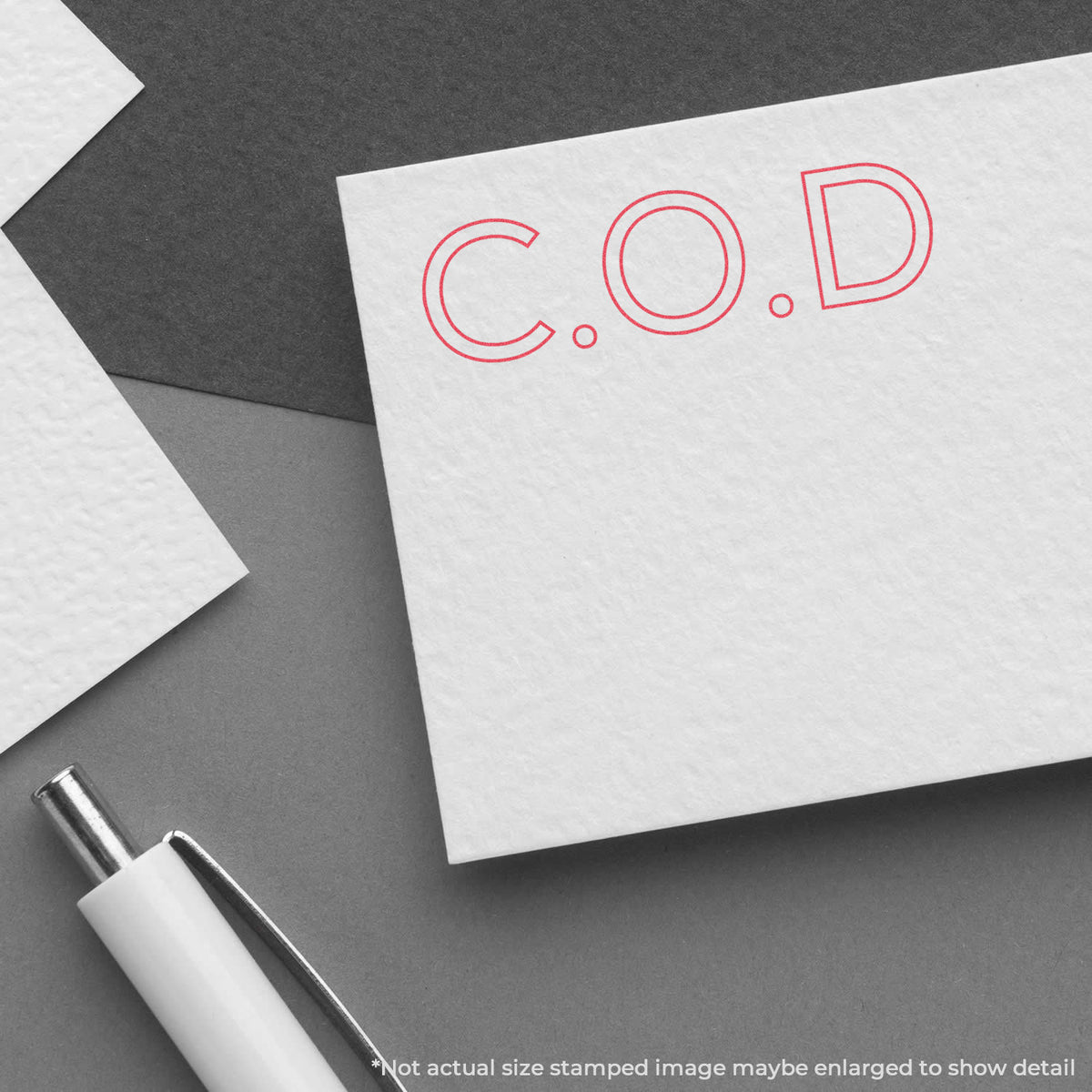 "C.O.D." Xstamper stamp used on filed paperwork