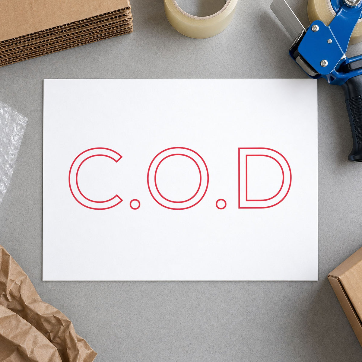"C.O.D." imprint on a printed page, Xstamper No. 1011