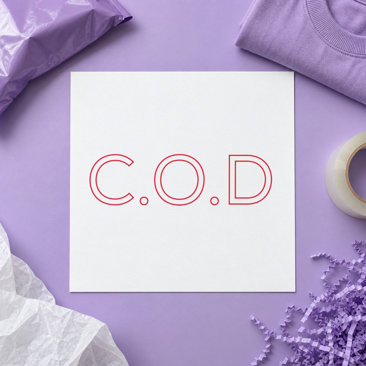 "C.O.D." imprint sized Approximately 1/2 in tall x 1-5/8 in wide on a document page