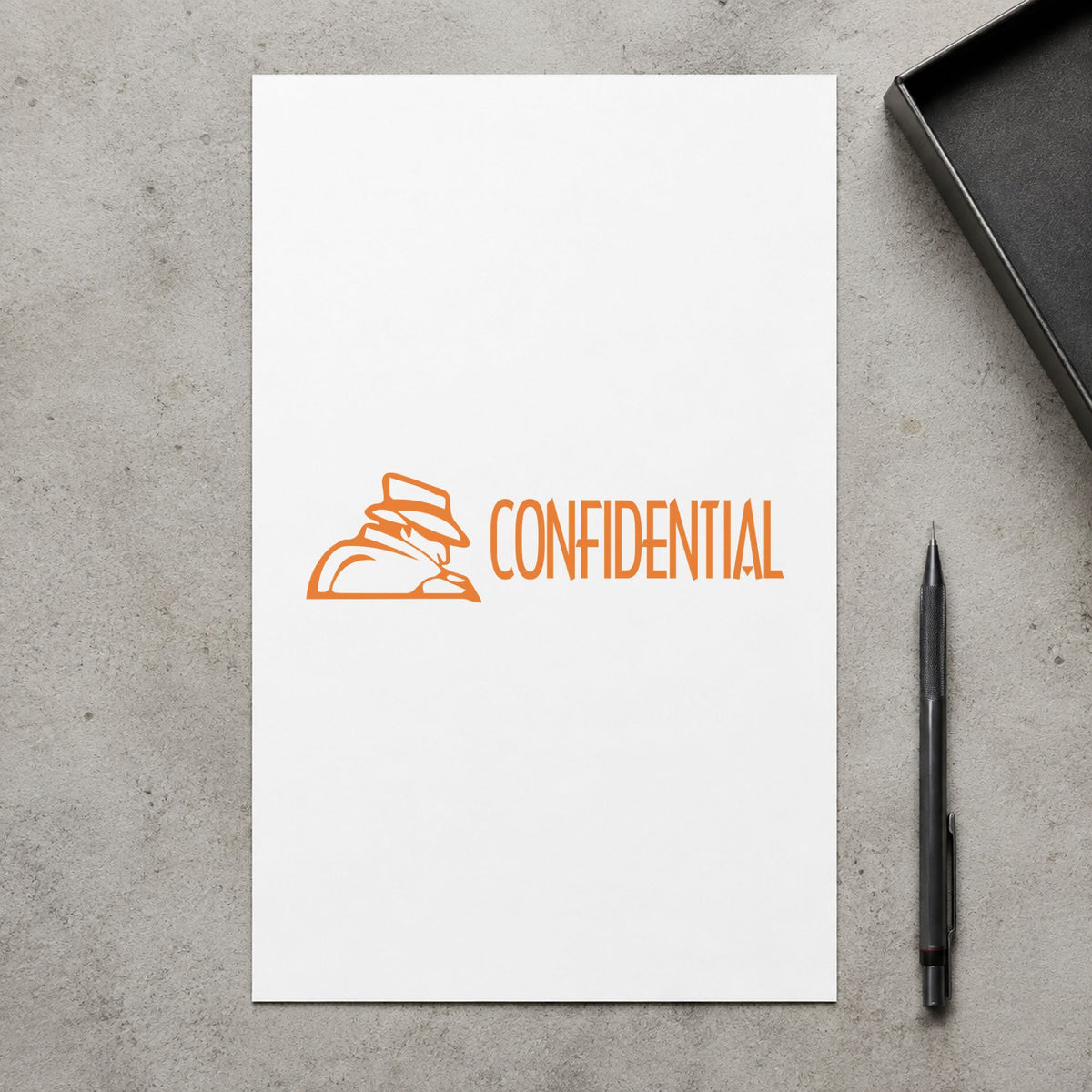 "Confidential" stamp pressed on paper, no separate ink pad needed