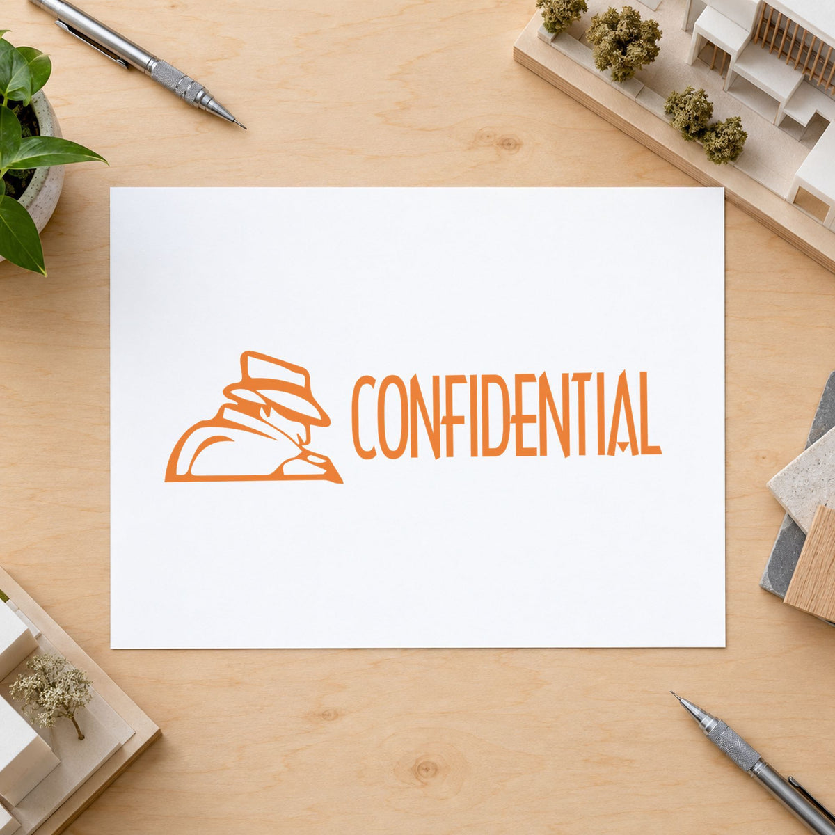"Confidential" imprint sized 1/2 x 1-5/8 in on a document page