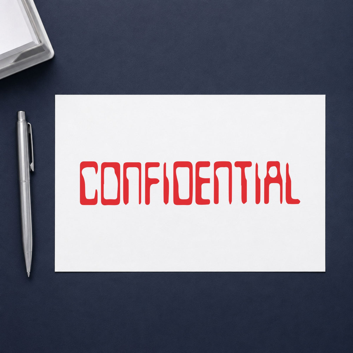"Confidential" Xstamper stamp at work on everyday office paperwork