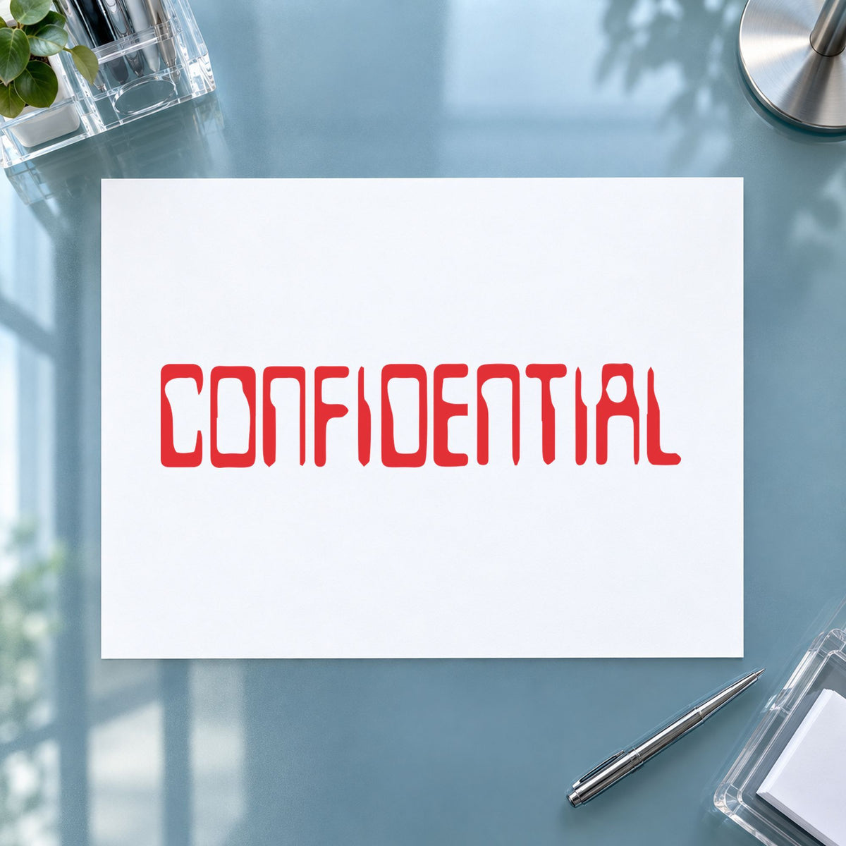 Close view of the "Confidential" mark left by Xstamper No. 1604