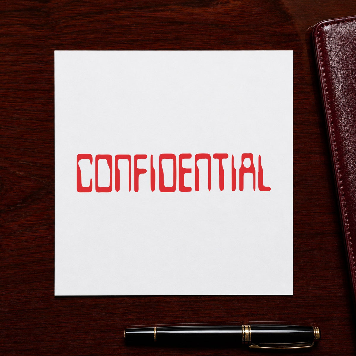 "Confidential" Xstamper pre-inked stamp beside its rectangle imprint