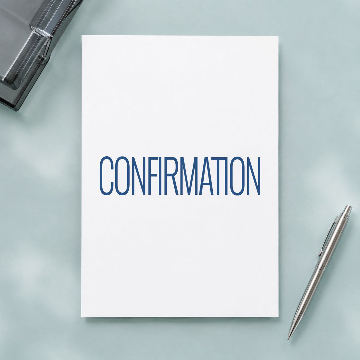 "Confirmation" Xstamper stamp at work on everyday office paperwork