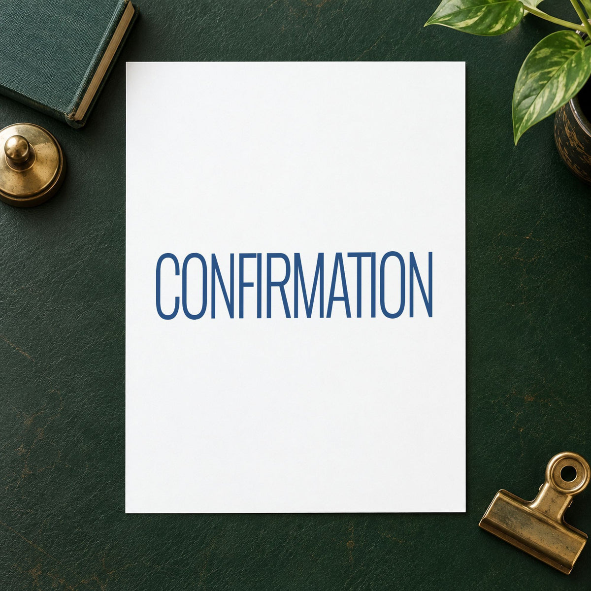 "Confirmation" stamp pressed on paper, no separate ink pad needed