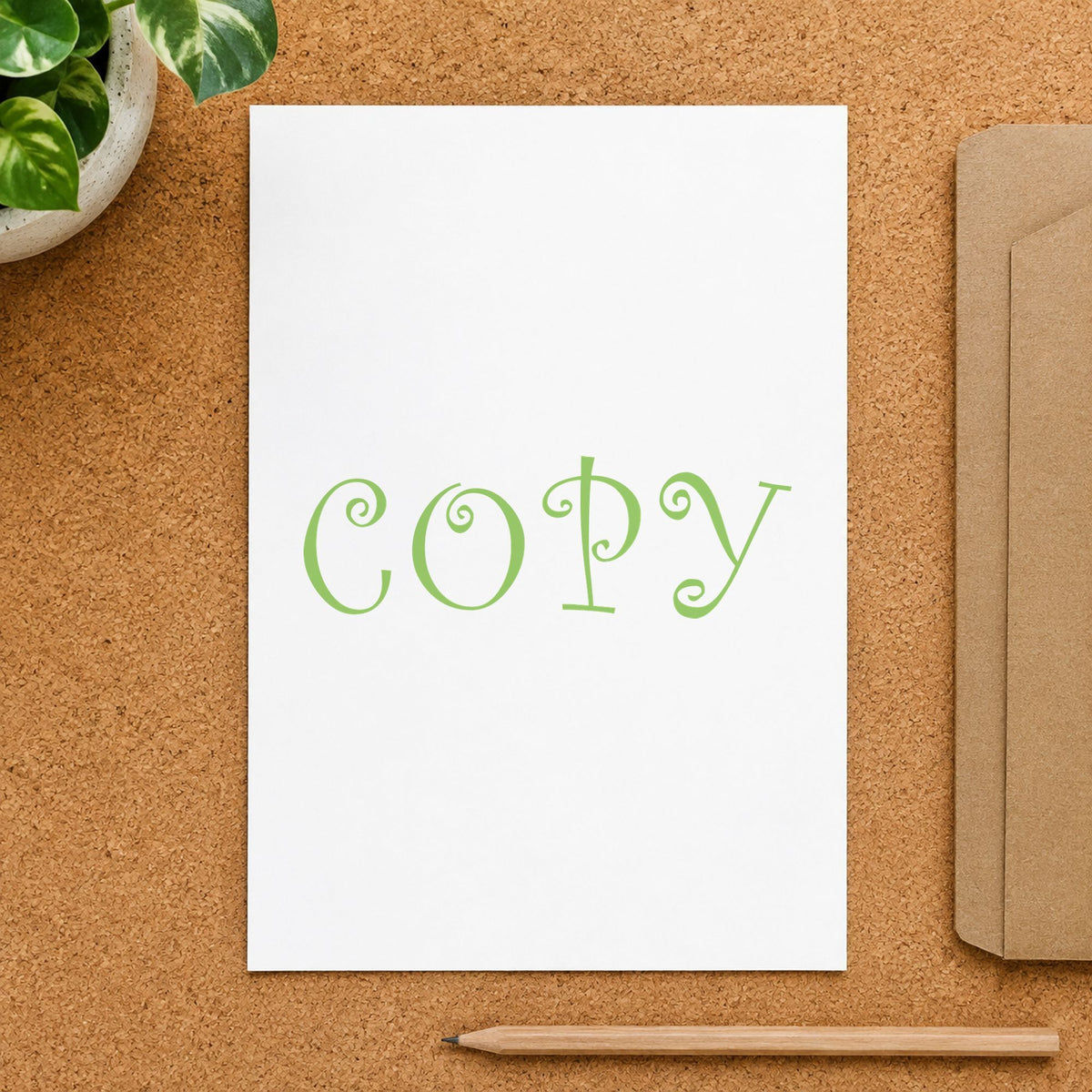 "Copy" Xstamper pre-inked stamp beside its rectangle imprint