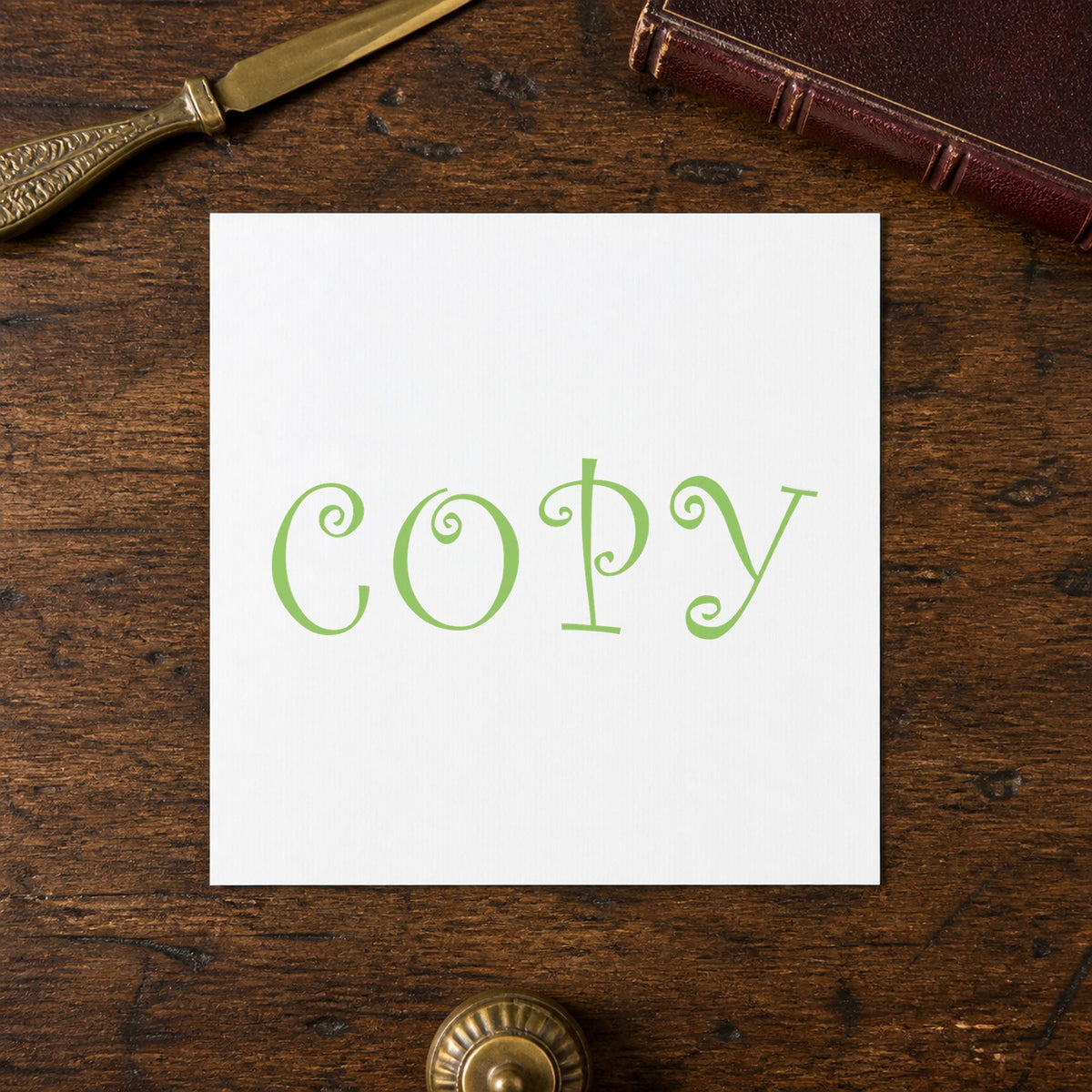 "Copy" imprint sized Approximately 1/2 in tall x 1-5/8 in wide on a document page